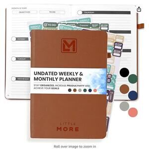 UNDATED Weekly Planner with Planner Stickers - A5 (5.8”x8.3")